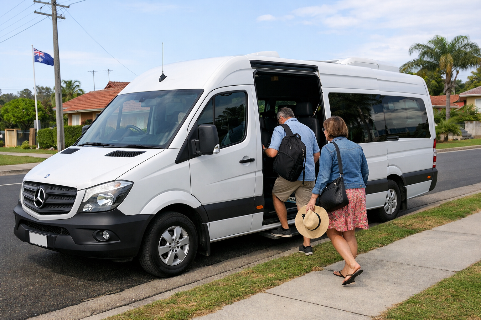 Passengers boarding the DMSZ bus